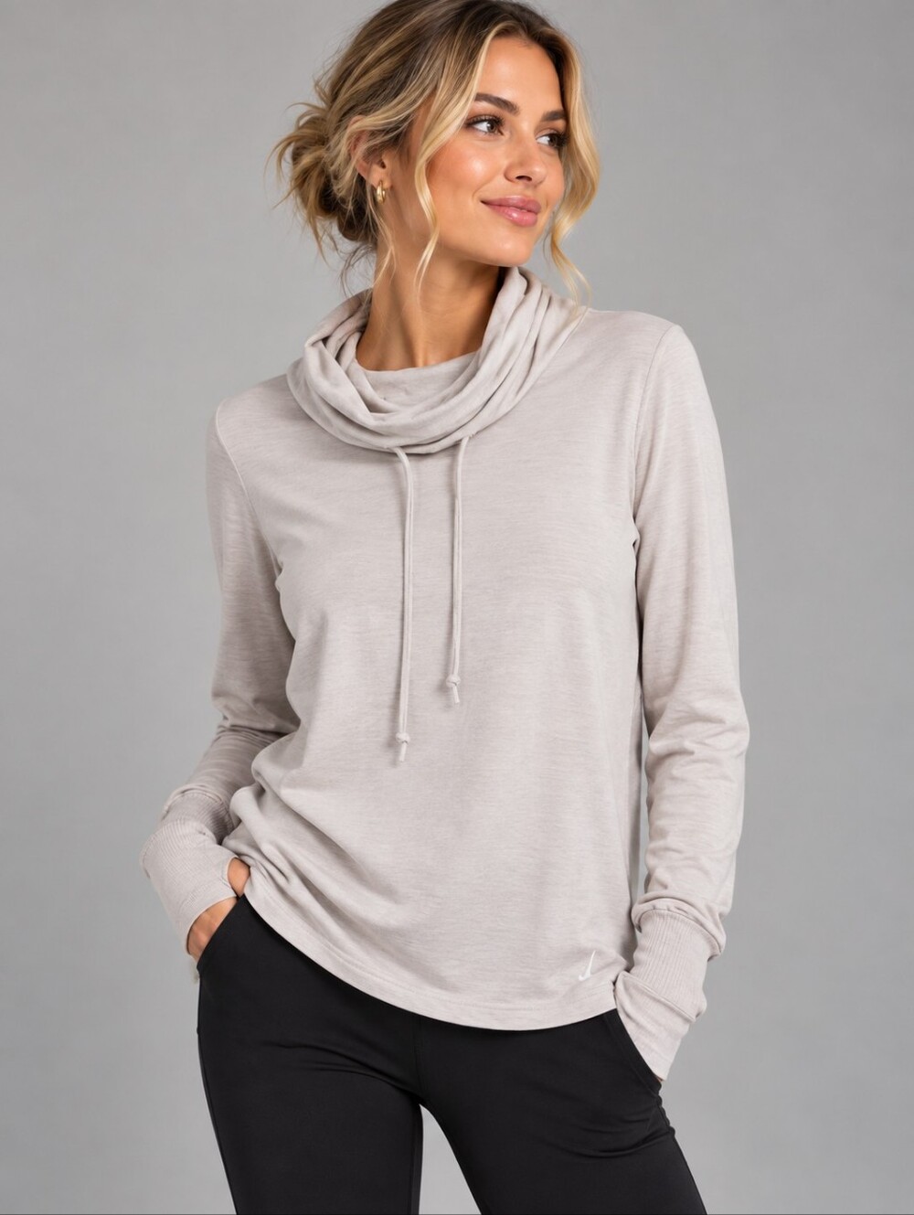 Nike Women's Pullover Dri-FIT Beige Cowl Neck Size Small